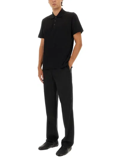 Fendi Ff Piquet Jacquard Polo Shirt In Black