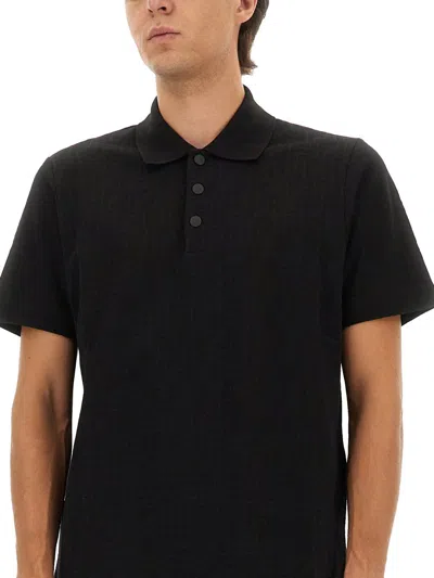 Fendi Ff Piquet Jacquard Polo Shirt In Black