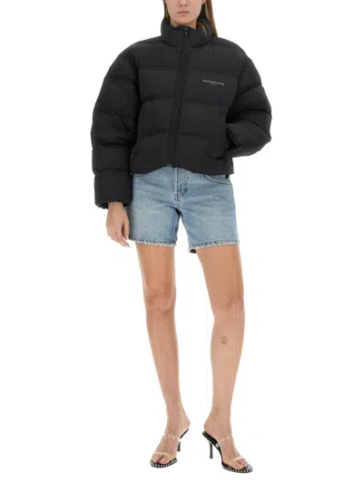 Alexander Wang Short Quilted Down Jacket With Reflective Logo Clothing In Animal Print