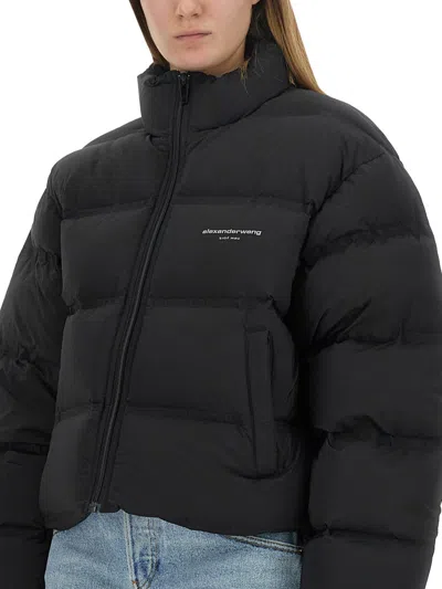 Alexander Wang Short Quilted Down Jacket With Reflective Logo Clothing In Animal Print