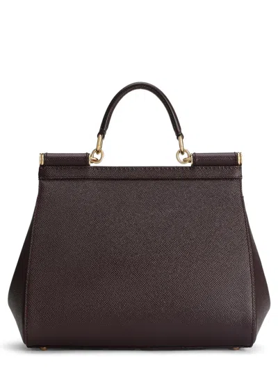 Dolce & Gabbana Women Sicily Large Leather Handbag In Brown