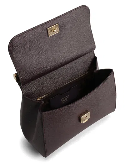 Dolce & Gabbana Women Sicily Large Leather Handbag In Brown