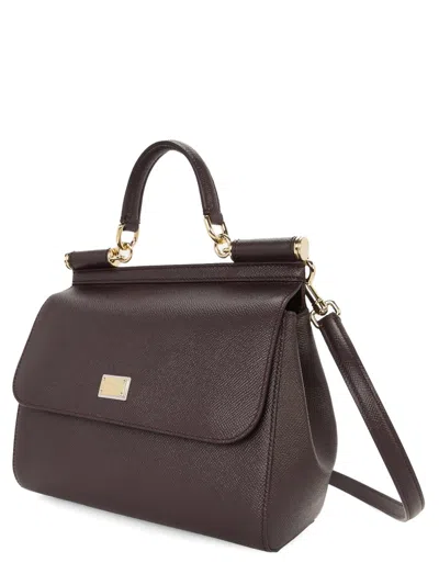Dolce & Gabbana Women Sicily Large Leather Handbag In Brown