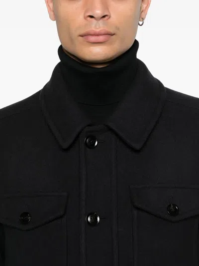 Tom Ford Four Pocket Collared Twill Jacket In Black