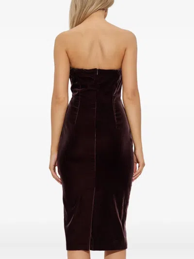 Tom Ford Midi Dress With Sweetheart Neckline In Brown