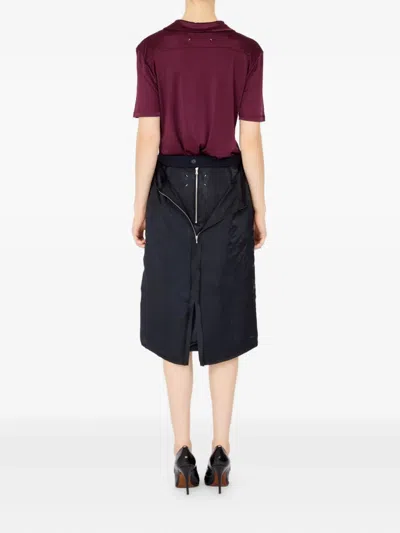 Maison Margiela Blue Skirt With Satin Side Panels In Blue