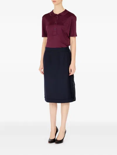 Maison Margiela Blue Skirt With Satin Side Panels In Blue