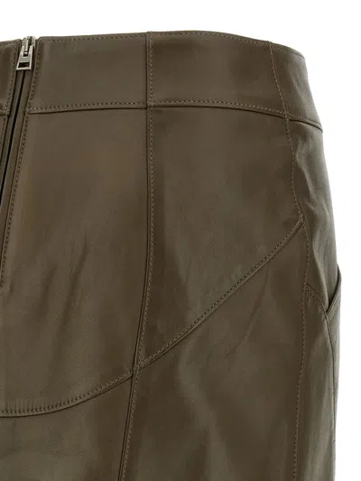Tom Ford Nappa Midi Skirt With Detailed Stitching In Green