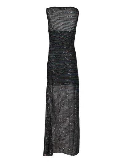 Missoni Sleeveless Long Dress Boat Neck Dresses Multicolor In Black