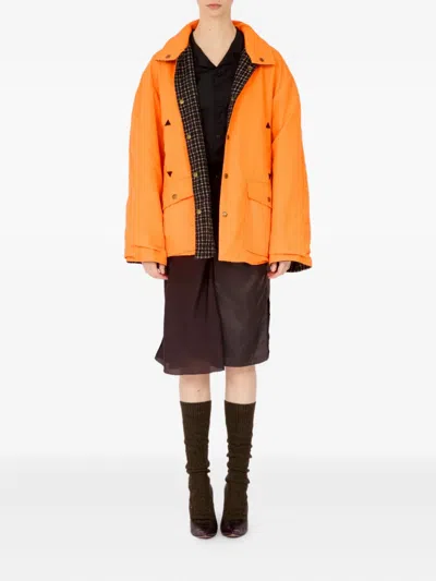 Maison Margiela Collared Padded Jacket With Double Front Pockets In Orange