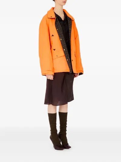Maison Margiela Collared Padded Jacket With Double Front Pockets In Orange