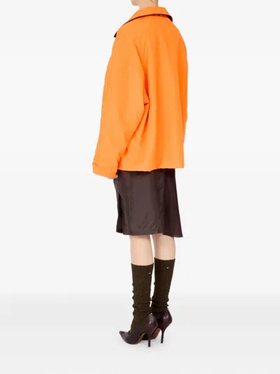 Maison Margiela Collared Padded Jacket With Double Front Pockets In Orange