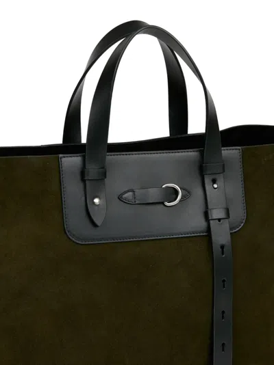 Maison Margiela Suede Tote Bag In Green