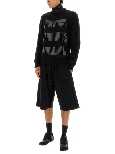 Mm6 Maison Margiela Relaxed Fit Sweater With Tape Detail In Black