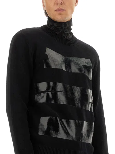 Mm6 Maison Margiela Relaxed Fit Sweater With Tape Detail In Black