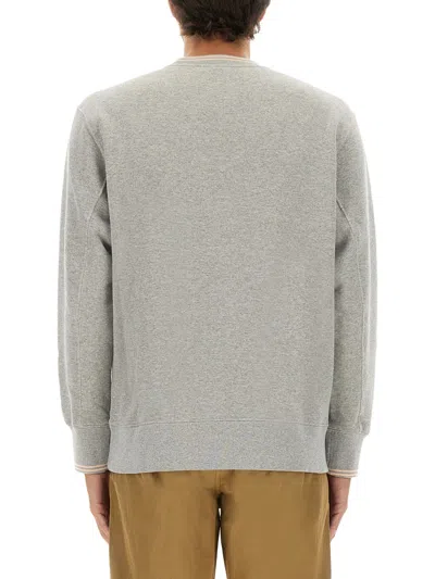 Autry Ribbed Hem Long Sleeve Crew Neck Sweater In Gray