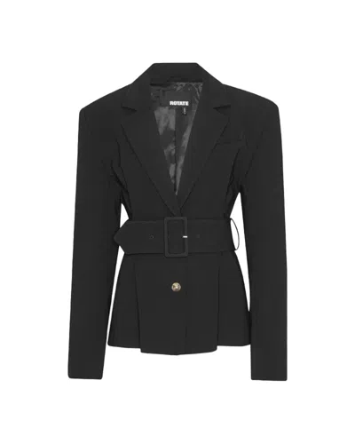 Rotate Birger Christensen Black Blazer With Belt Rotate In Black