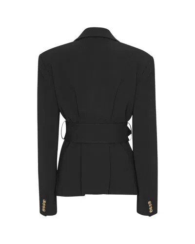 Rotate Birger Christensen Black Blazer With Belt Rotate In Black