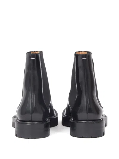 Maison Margiela Black Leather Tabi Ankle Boots Men In Multi