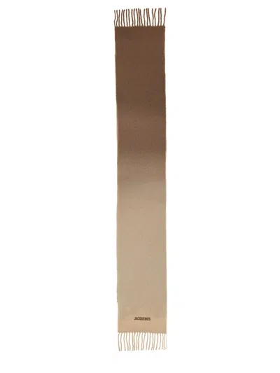Jacquemus Ombre Pattern Scarf Fringed Edges In Brown