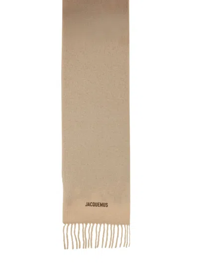 Jacquemus Ombre Pattern Scarf Fringed Edges In Brown