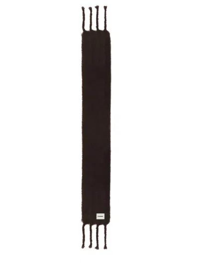 Jil Sander Luxurious Soft Fringed Scarf Accessory In Brown