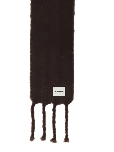 Jil Sander Luxurious Soft Fringed Scarf Accessory In Brown
