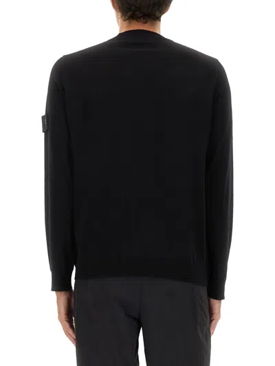 Stone Island Black Wool Sweatshirt In Black