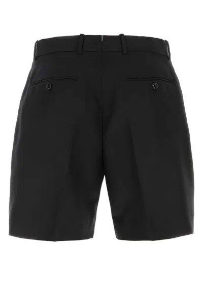 Alexander Mcqueen Men Black Wool Blend Bermuda Shorts In Black