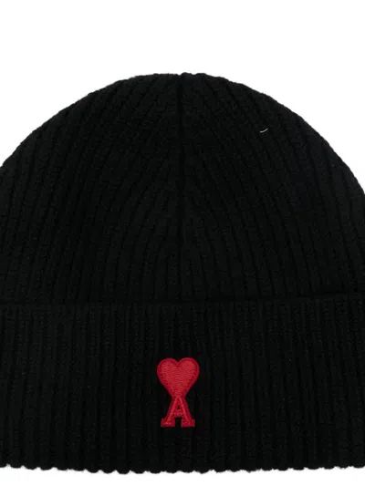 Ami Alexandre Mattiussi Ami Paris Women Ami De Coeur Wool Beanie In Black