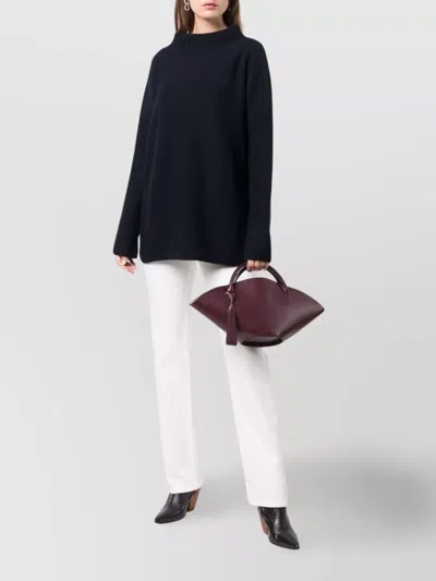 Daniela Gregis Oversized Knit Sweater Mock Neck In Blue