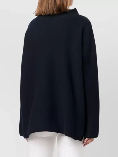 Daniela Gregis Oversized Knit Sweater Mock Neck In Blue