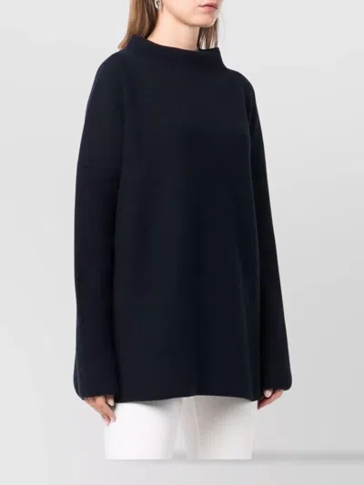 Daniela Gregis Oversized Knit Sweater Mock Neck In Blue