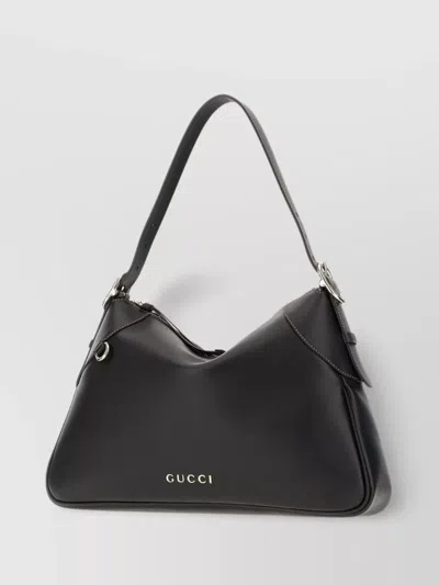Gucci Gg Emblem Shoulder Bag Medium Size In Black