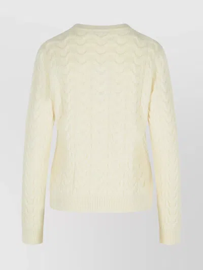 Max Mara Cashmere Sweater With Cable Knit Design In Neutral