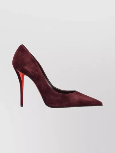 Christian Louboutin Stylish Pointed Toe Suede Pumps In Burgundy