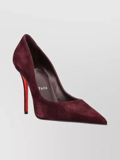 Christian Louboutin Stylish Pointed Toe Suede Pumps In Burgundy