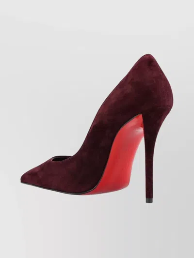 Christian Louboutin Stylish Pointed Toe Suede Pumps In Burgundy
