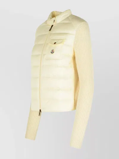 Moncler Padded Cardigan Sweaters And Cardigans White In Yellow