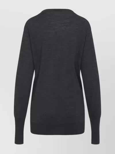 Alberta Ferretti Alberta Ferreti Sweater In Merino Wool With Floral Embroidery In Gray