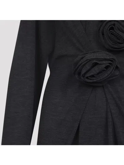 Alberta Ferretti Alberta Ferreti Sweater In Merino Wool With Floral Embroidery In Gray