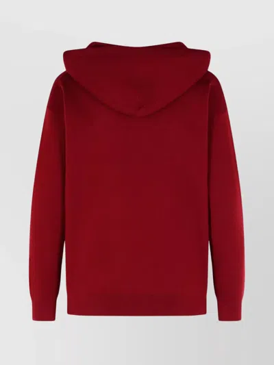 Max Mara Hooded Virgin Wool Long Sleeve Sweatshirt In Red