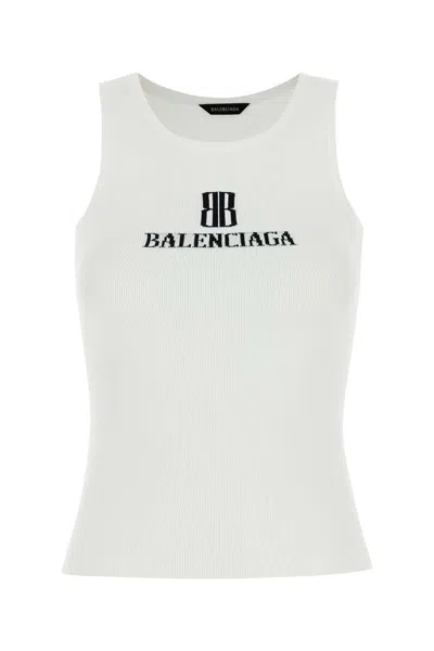 Balenciaga White Nano Bb Tank Top In White