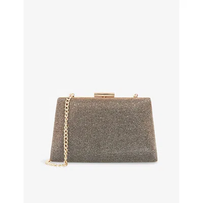 Dune Womens Bronze Metallic Fabric Bellaria Chain-strap Woven Clutch Bag