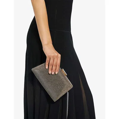 Dune Womens Bronze Metallic Fabric Bellaria Chain-strap Woven Clutch Bag