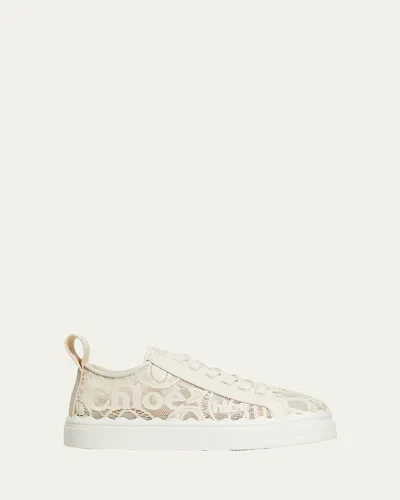 Chloé Lace Lauren Low-top Sneakers With Pull Tab In Animal Print