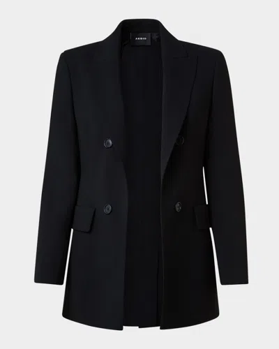Akris Lucia Wool Double-breasted Jacket In Black