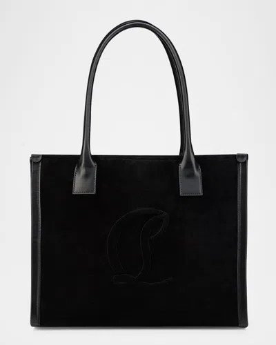 Christian Louboutin Men's By My Side Reversed Calf Leather Large Tote Bag In Black