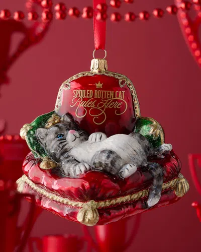 Joy To The World Collectibles A Spoiled Rotten Cat Rules Here Christmas Ornament In Multi