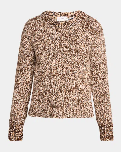 Moncler Marled Wool Crewneck Sweater In Brown